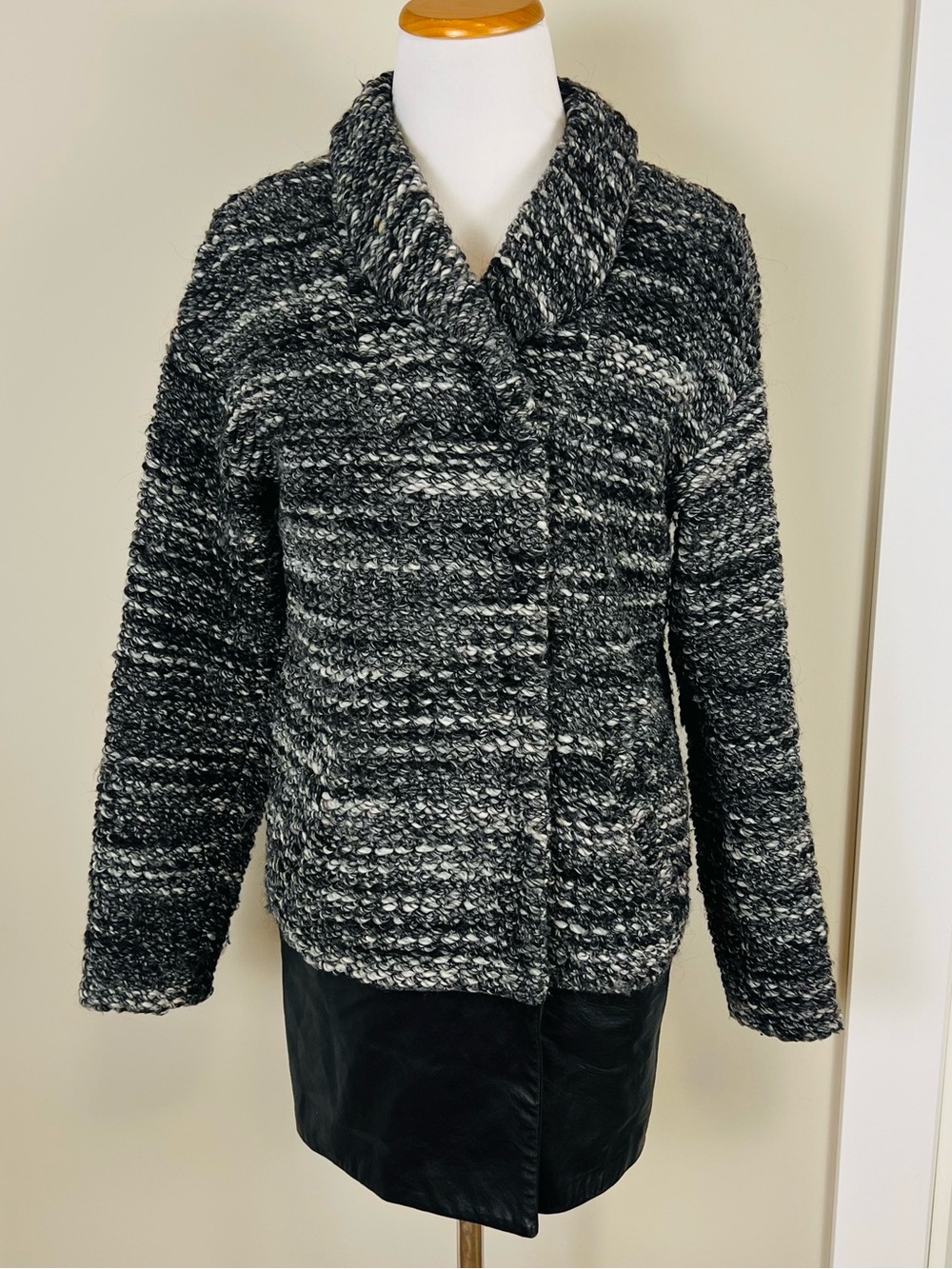 Danier Black & Gray Bouclé Teddy Jacket